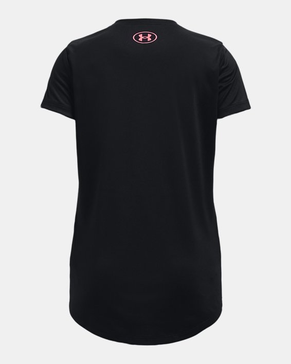 Girls' UA Velocity Big Logo Short Sleeve, Black, pdpMainDesktop image number 1